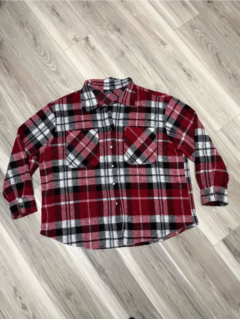 Red Plaid Flannel Shirt Jacket